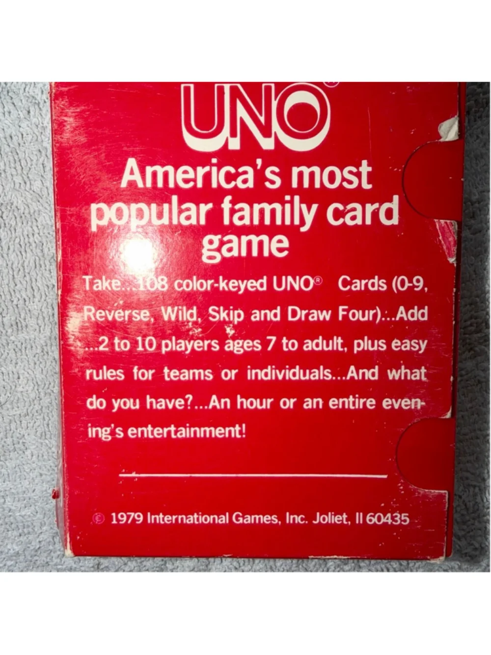 Vintage 1979 UNO Playing Cards Original Box w/Printed Instructions Complete